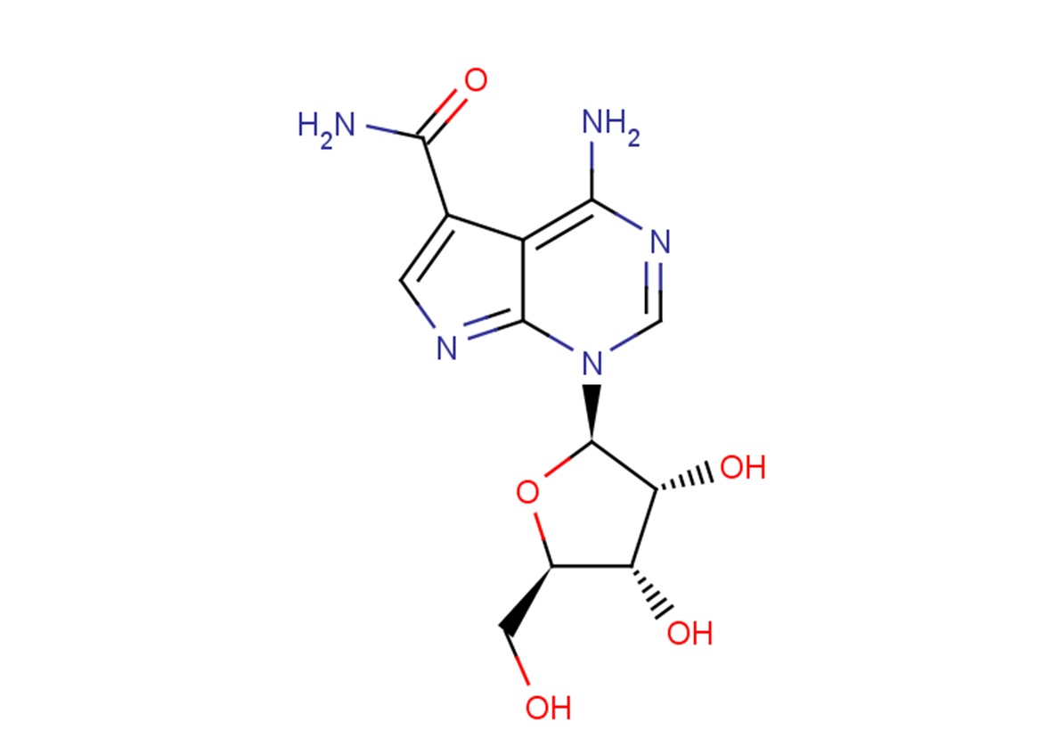 4-Amino-1-(b-D-ribofuranosyl)-7H-pyrrolo[2.3-d]pyrimidine-5-carboxamide Chemical Structure