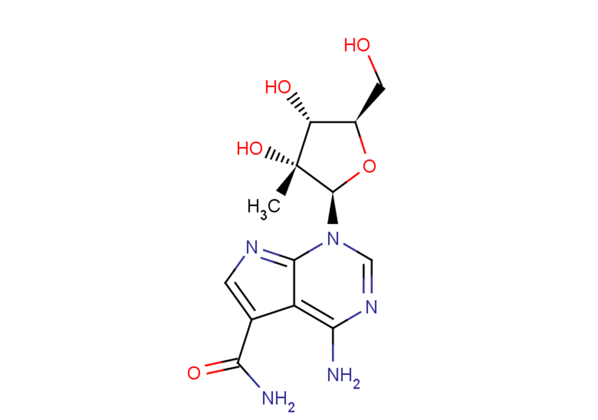 4-Amino-1-(2-b-C-methyl-b-D-ribofuranosyl)-7H-pyrrolo[2.3-d]pyrimidine-5-carboxamide Chemical Structure