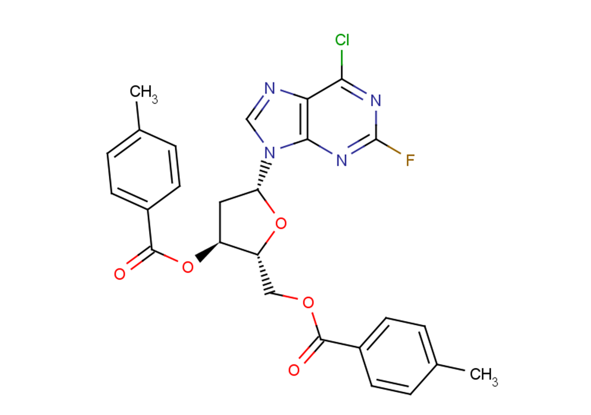6-Chloro-2-fluoropurine-9-b-D-(3,5-bis-O-(p-toluoyl)-2-deoxy)riboside Chemical Structure