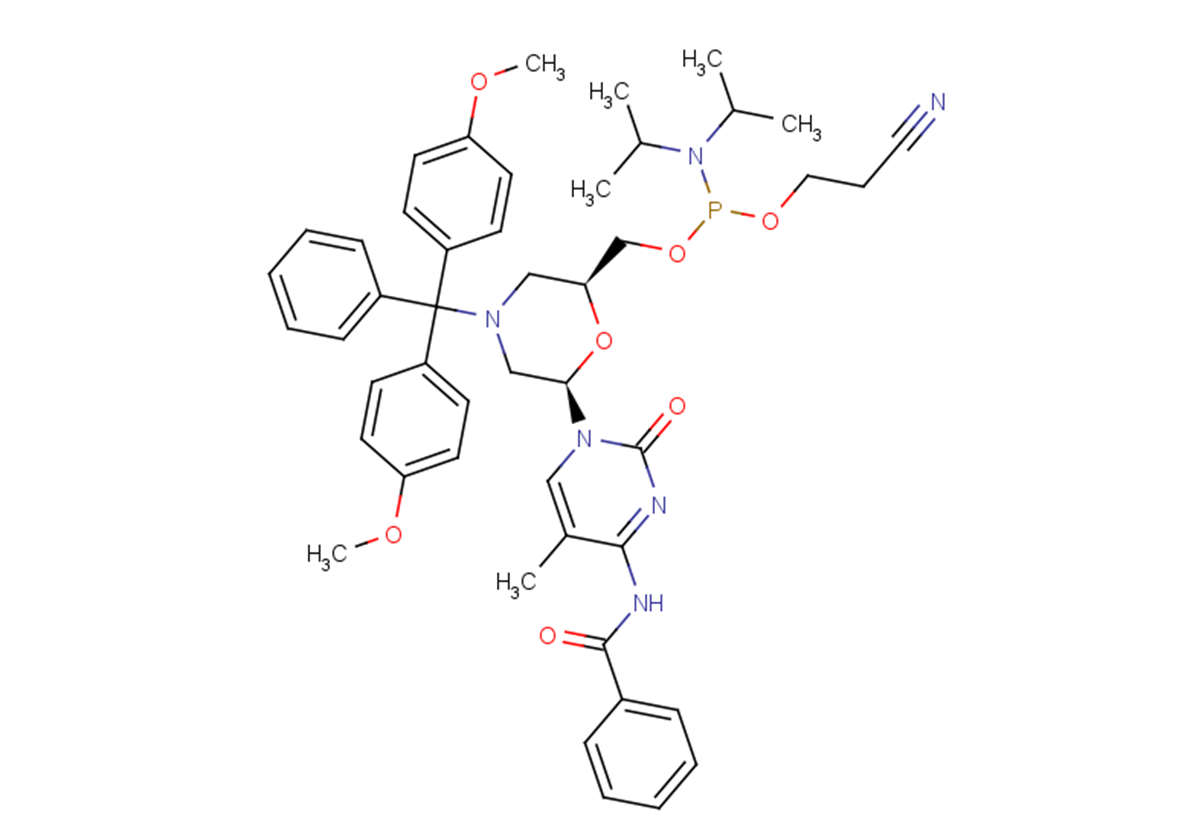 N4-Benzoyl-N-DMTr- morpholino-5-methylcytosine-5’-O-phosphoramidite Chemical Structure