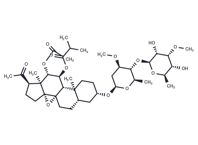 TargetMol Chemical Structure 3-O-beta-Allopyranosyl-(1->4)-beta-oleandropyranosyl-11-O-isobutyryl-12-O-acetyltenacigenin B