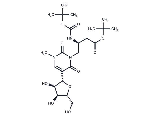 N1-Methyl-N3-[(2S)-2-(t-butoxycarbonyl)amino-3-(t-butoxycarbonyl)] propylpseudouridine Chemical Structure