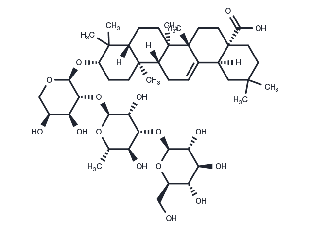 Oleanolic acid 3-O-beta-D-glucosyl-(1->3)-alpha-L-rhamnosyl(1->2)-alpha-L-arabinoside Chemical Structure