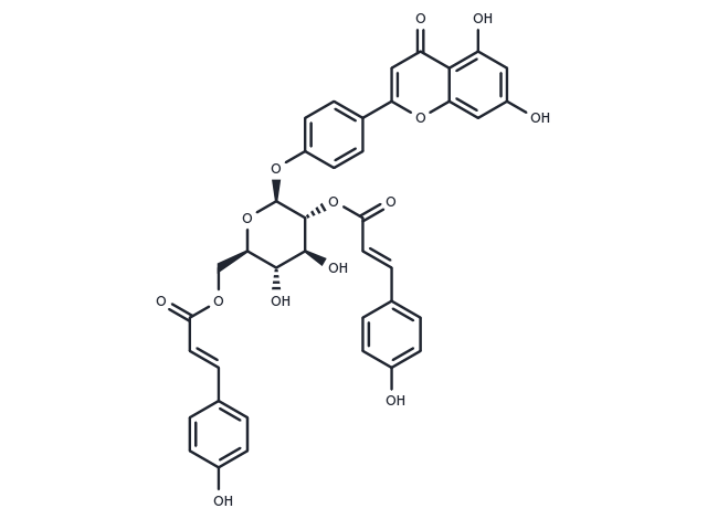 Apigenin 4'-O-(2'',6''-di-O-E-p-coumaroyl)glucoside Chemical Structure