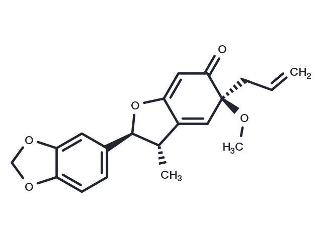 (2S)-2alpha-(1,3-Benzodioxol-5-yl)-3,5-dihydro-5alpha-methoxy-3beta-methyl-5-allyl-2H-benzofuran-6-one Chemical Structure