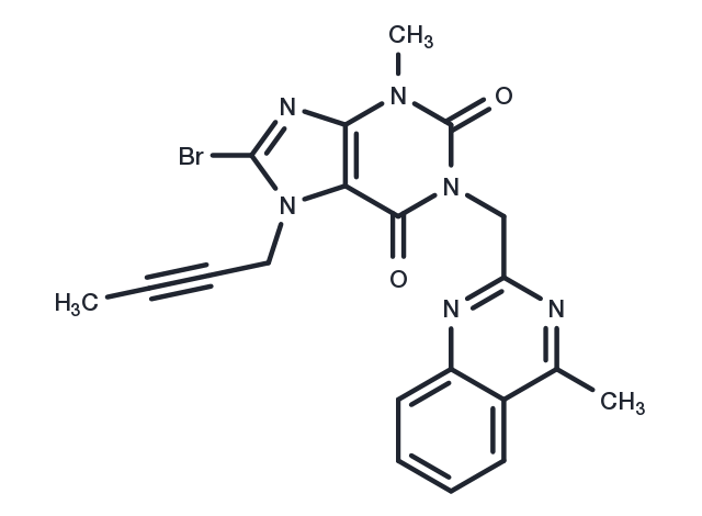8-Bromo-7-(but-2-yn-1-yl)-3-methyl-1-((4-methylquinazolin-2-yl)methyl)-1H-purine-2,6(3H,7H)-dione Chemical Structure