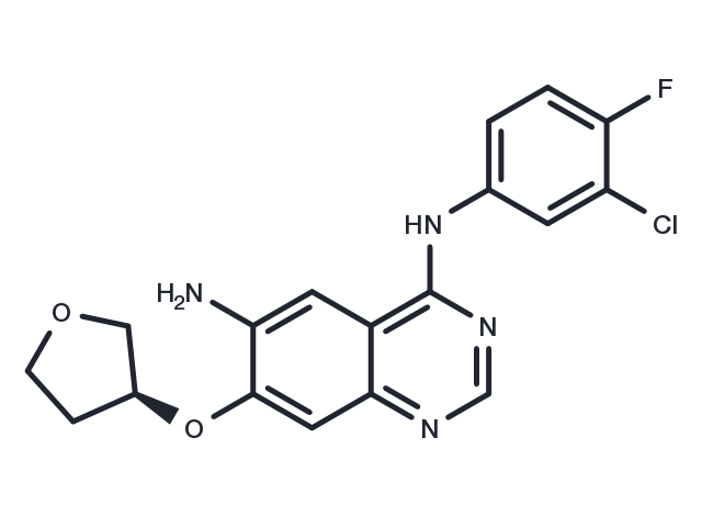 (S)-N4-(3-Chloro-4-fluorophenyl)-7-((tetrahydrofuran-3-yl)oxy)quinazoline-4,6-diamine Chemical Structure