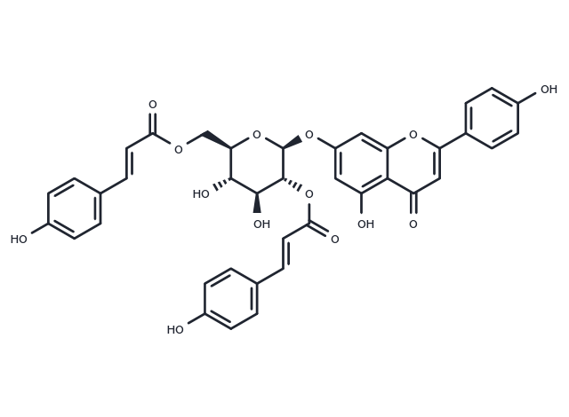 Apigenin 7-O-(2'',6''-di-O-E-p-coumaroyl)glucoside Chemical Structure