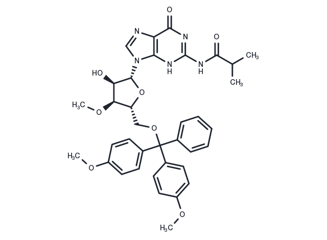 N2-iso-Butyroyl-5’-O-(4,4’-dimethoxytrityl)-3’-O-Methyl   guanosine Chemical Structure