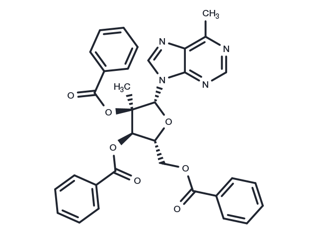 6-Methyl-9-(2-C-Methyl-2,3,5-tri-O-benzoyl-beta-D-ribofuranosyl)purine Chemical Structure