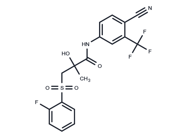 N-(4-Cyano-3-(trifluoromethyl)phenyl)-3-((2-fluorophenyl)sulfonyl)-2-hydroxy-2-methylpropanamide Chemical Structure