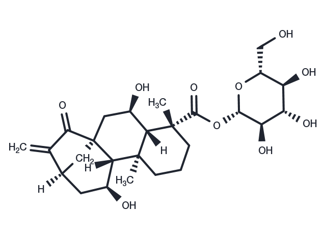 ent-6,11-Dihydroxy-15-oxo-16-kauren-19-oic acid beta-D-glucopyranosyl ester Chemical Structure