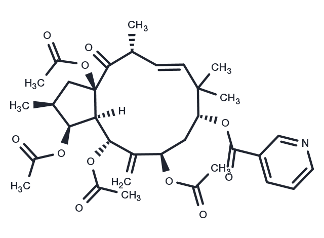 TargetMol Chemical Structure 3,5,7,15-Tetraacetoxy-9-nicotinoyloxy-6(17),11-jatrophadien-14-one