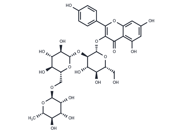 Kaempferol-3-O-α-L-rhamnopyranosyl-(1→6)-β-D-glucopyranosyl-(1→2)-β-D-glucopyranoside Chemical Structure