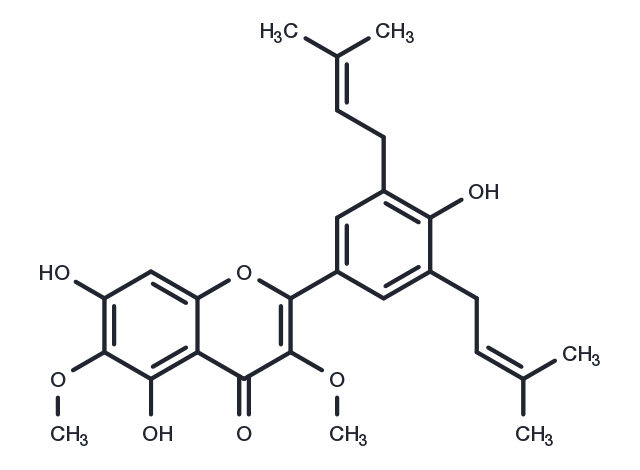 5,7,4'-Trihydroxy-3,6-dimethoxy-3',5'-diprenylflavone Chemical Structure