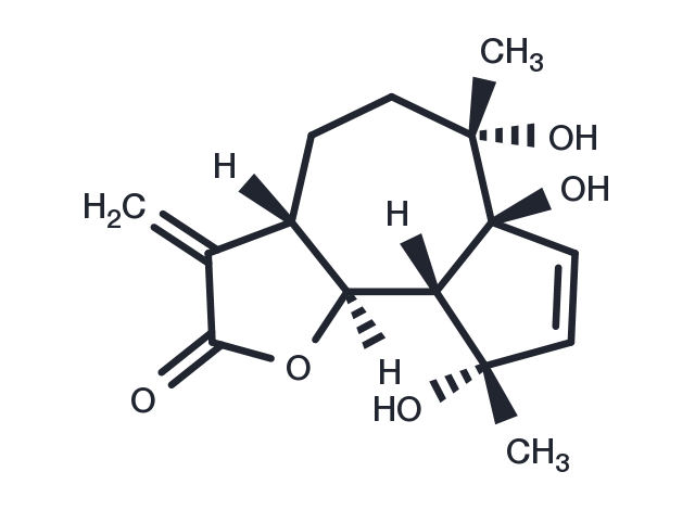 1alpha,4beta,10beta-Trihydroxyguaia-2,11(13)-dien-12,6alpha-olide Chemical Structure