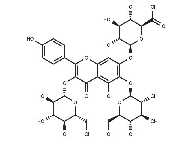 6-hydroxyl kaempherol-3,6-O-diglucosyl-7-O-Glucuronic acid Chemical Structure