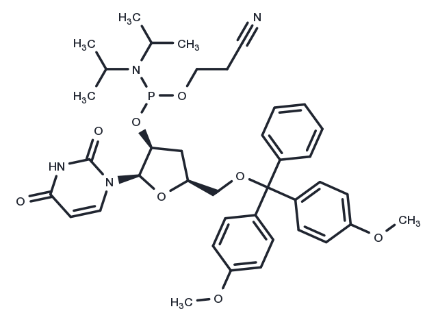 5’-O-DMTr-3’-deoxyuridine   2’-CED phosphoramidite Chemical Structure
