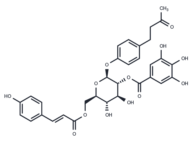 TargetMol Chemical Structure 4-[4-[[6-O-[(2E)-3-(4-Hydroxyphenyl)-1-oxo-2-propen-1-yl]-2-O-(3,4,5-trihydroxybenzoyl)-beta-D-glucopyranosyl]oxy]phenyl]-2-butanone