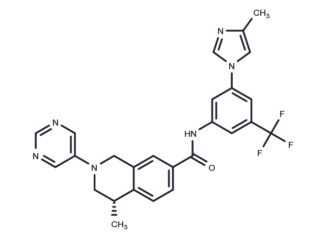 (S)-4-methyl-N-(3-(4-methyl-1H-imidazol-1-yl)-5-(trifluoromethyl)phenyl)-2-(pyrimidin-5-yl)-1,2,3,4-tetrahydroisoquinoline-7-carboxamide Chemical Structure