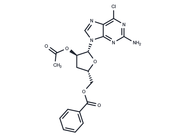 2-Amino-6-chloro-9-(3-deoxy-2-O-acetyl-5-O-benzoyl-beta-D-ribofuanosyl)-9H-purine Chemical Structure