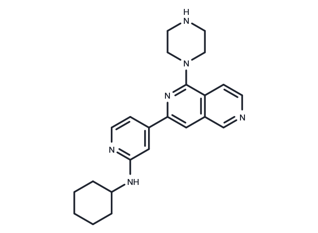 TargetMol Chemical Structure N-Cyclohexyl-4-[1-(1-piperazinyl)-2,6-naphthyridin-3-yl]-2-pyridinamine