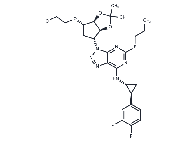 2-(((3aR,4S,6R,6aS)-6-(7-(((1R,2S)-2-(3,4-Difluorophenyl)cyclopropyl)amino)-5-(propylthio)-3H-[1,2,3]triazolo[4,5-d]pyrimidin-3-yl)-2,2-dimethyltetrahydro-3aH-cyclopenta[d][1,3]dioxol-4-yl)oxy)ethanol Chemical Structure