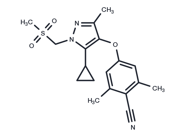Benzonitrile, 4-[[5-cyclopropyl-3-methyl-1-[(methylsulfonyl)methyl]-1H-pyrazol-4-yl]oxy]-2,6-dimethyl- Chemical Structure