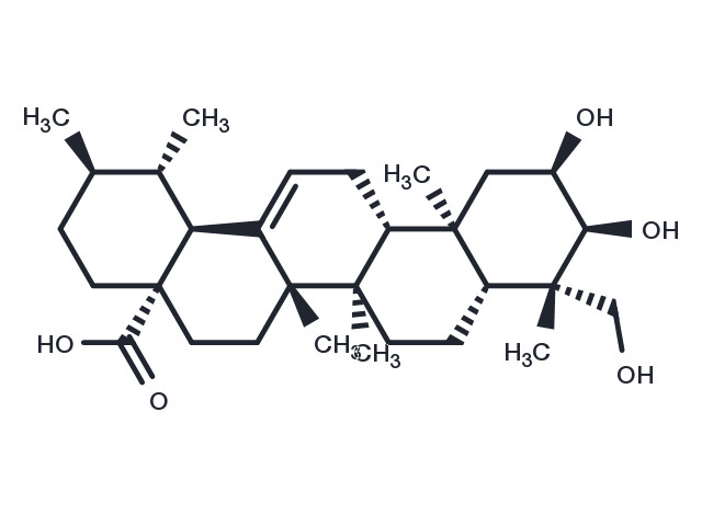 2,3,24-Trihydroxy-12-ursen-28-oic acid Chemical Structure
