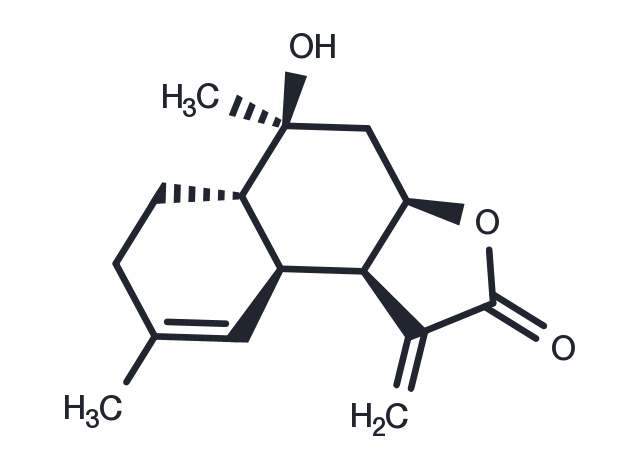 10β-Hydroxycadina-4,11(13)-dien-12,8β-olide Chemical Structure