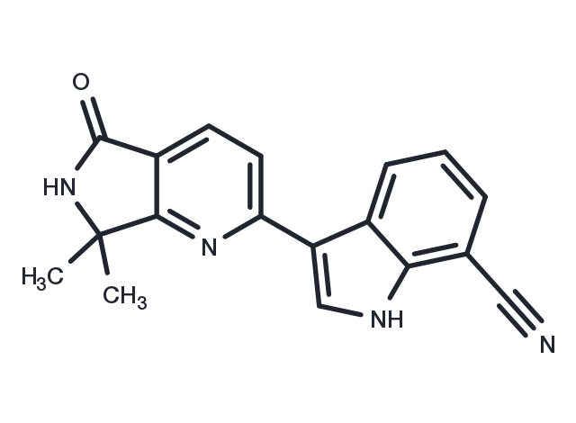 TargetMol Chemical Structure 3-(7,7-dimethyl-5-oxo-6,7-dihydro-5H-pyrrolo[3,4-b]pyridin-2-yl)-1H-indole-7-carbonitrile