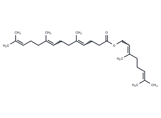 3,7-dimethylocta-2,6-dienyl 5,9,13-trimethyltetradeca-4,8,12-enoate Chemical Structure