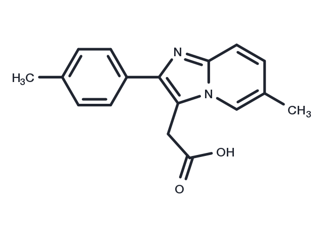 6-Methyl-2-(4-methylphenyl)imidazol[1,2-a]pyridine-3-acetic acid Chemical Structure