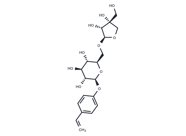 p-Vinylphenyl O-[beta-D-apiofuranosyl-(1-6)]-beta-D-glucopyranoside Chemical Structure
