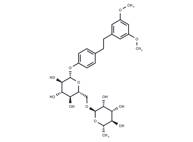 TargetMol Chemical Structure 1-(3',5'-dimethoxy)phenyl-2-[4''-O-beta-D-glucopyranosyl (6->1)-O-alpha-L-rhamnopyranosyl]phenylethane