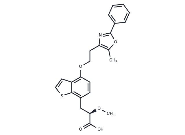 TargetMol Chemical Structure Benzo[b]thiophene-7-propanoic acid, α-methoxy-4-[2-(5-methyl-2-phenyl-4-oxazolyl)ethoxy]-, (αR)-