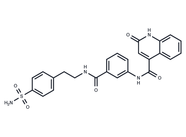 4-QUinolinecarboxamide, N-[3-[[[2-[4-(aminosulfonyl)phenyl]ethyl]amino]carbonyl]phenyl]-1,2-dihydro-2-oxo- Chemical Structure