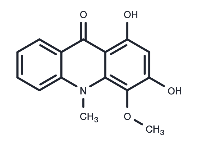 1,3-dihydroxy-4-methoxy-10-methylacridin-9-one Chemical Structure