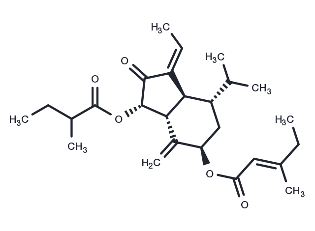 7beta-(3-Ethyl-cis-crotonoyloxy)-1alpha-(2-methylbutyryloxy)-3,14-dehydro-Z-notonipetranone Chemical Structure