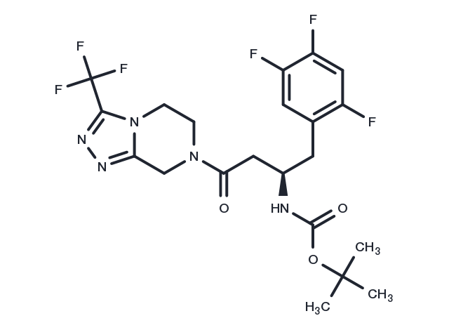 (R)-tert-Butyl (4-oxo-4-(3-(trifluoromethyl)-5,6-dihydro-[1,2,4]triazolo[4,3-a]pyrazin-7(8H)-yl)-1-(2,4,5-trifluorophenyl)butan-2-yl)carbamate Chemical Structure