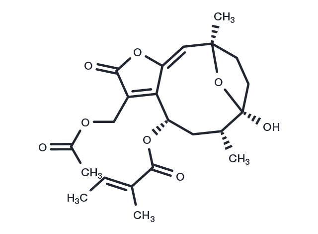 8alpha-Tigloyloxyhirsutinolide 13-O-acetate Chemical Structure