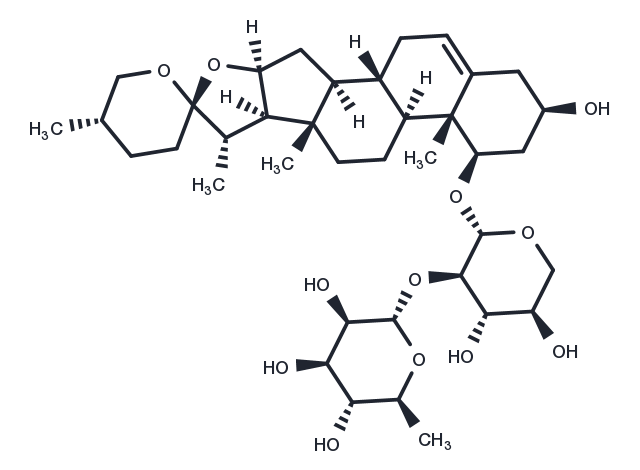 25(S)-Ruscogenin-1-O-α-L-rhamnopyranosyl (1→2)-β-D-xylopyranoside Chemical Structure