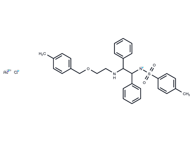 N-[(1S,2S)-1,2-Diphenyl-2-(2-(4-methylbenzyloxy)ethylamino)-ethyl]-4-methylbenzene sulfonamide(chloro)ruthenium(II) Chemical Structure