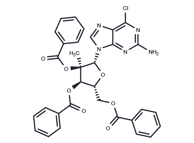 2-Amino-6-chloro-9-[(2,3,5-tri-O-benzoyl-2-C-methyl-β-D-ribofuranosyl)]-9H-purine Chemical Structure