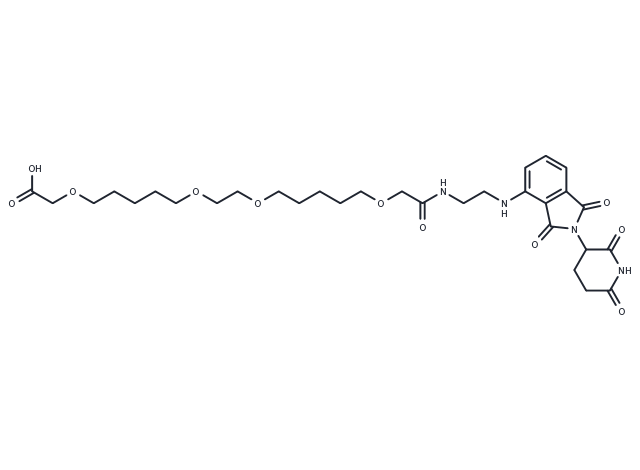 Pomalidomide-C2-amido-(C1-O-C5-O-C1)2-COOH Chemical Structure
