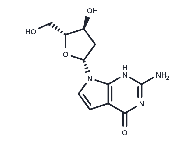 7-Deaza-2’-deoxyguanosine;  2-Amino-7-(2-deoxy-b-D-ribofuranosyl)-7H-pyrrolo[2,3-d]pyrimidin-4(3H)-one Chemical Structure