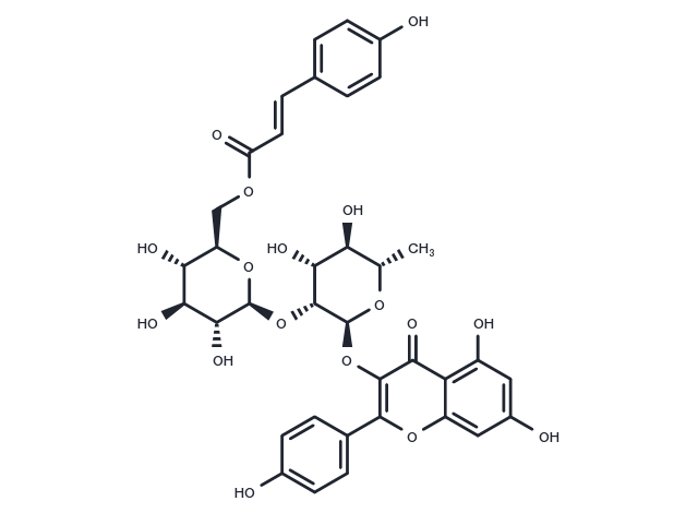 Kaempferol-3-O-(6'''-trans-p-coumaroyl-2''-glucosyl)rhamnoside Chemical Structure