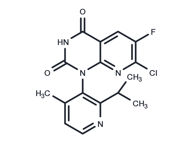 7-Chloro-6-fluoro-1-(2-isopropyl-4-methylpyridin-3-yl)pyrido[2,3-d]pyrimidine-2,4(1H,3H)-dione Chemical Structure