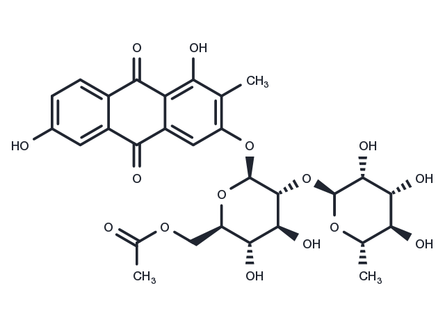 TargetMol Chemical Structure 2-Methyl-1,3,6-trihydroxy-9,10-anthraquinone-3-O-α-rhamnosyl-(1→2)-β-D-glucoside