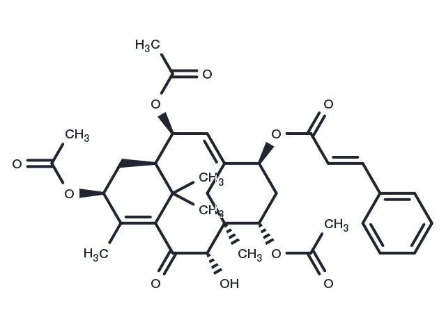 20)abeotaxa-4(20),11-dien-10-one'>2alpha,7beta,13alpha-Triacetoxy-5alpha-cinnamoyloxy-9beta-hydroxy-2(3->20)abeotaxa-4(20),11-dien-10-one Chemical Structure